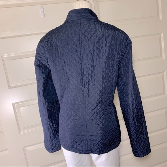 SPANNER Quilted Reversible Jacket Zip Up Sz L Navy Blue Anchors Pattern Pockets - Picture 10 of 15